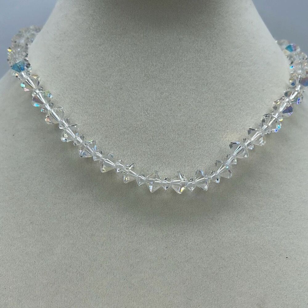 Vintage Aurora Borealis bicone cut glass choker.